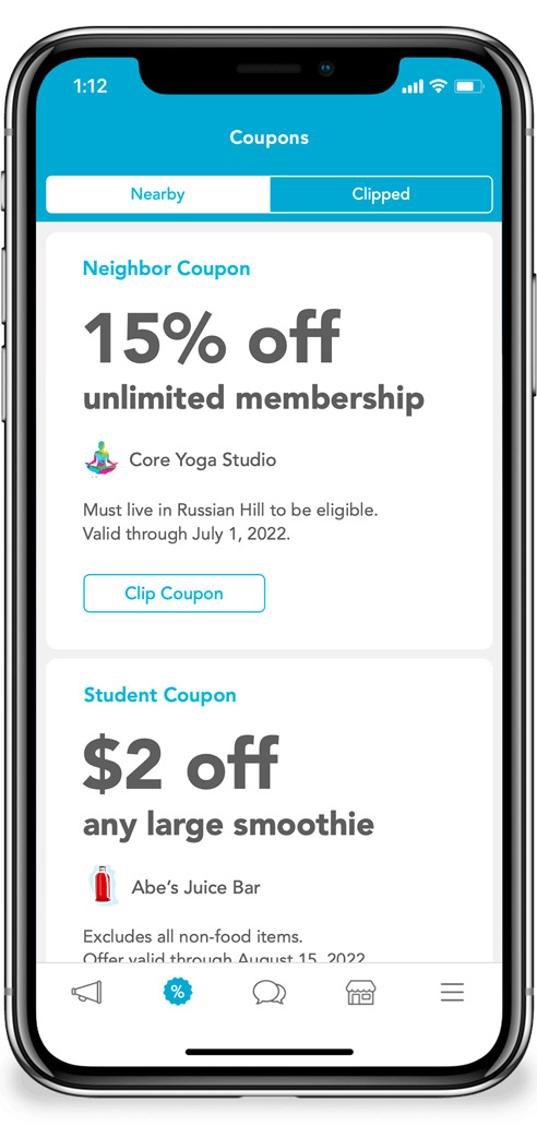 Nearlist Coupons in iPhone